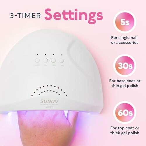 Nail lamp with 3-timer settings for gel polish